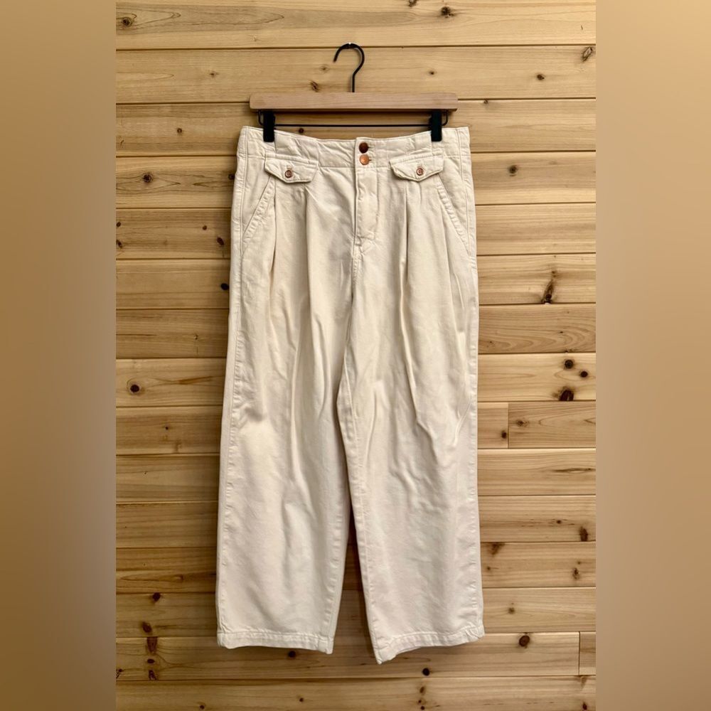 Pilcro Anthropologie Size 29 (8) Pleated High Rise Wide Leg White Jeans
